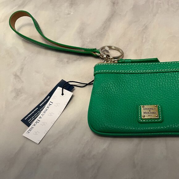 Dooney & Bourke Lucca Pebble Leather Medium Wristlet, Kelly Green, Leather - Picture 2 of 6